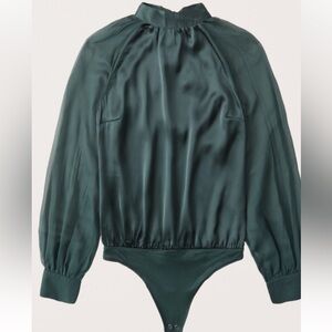 Abercrombie Long Sleeve High Neck Dark Green Body Suit - Size S